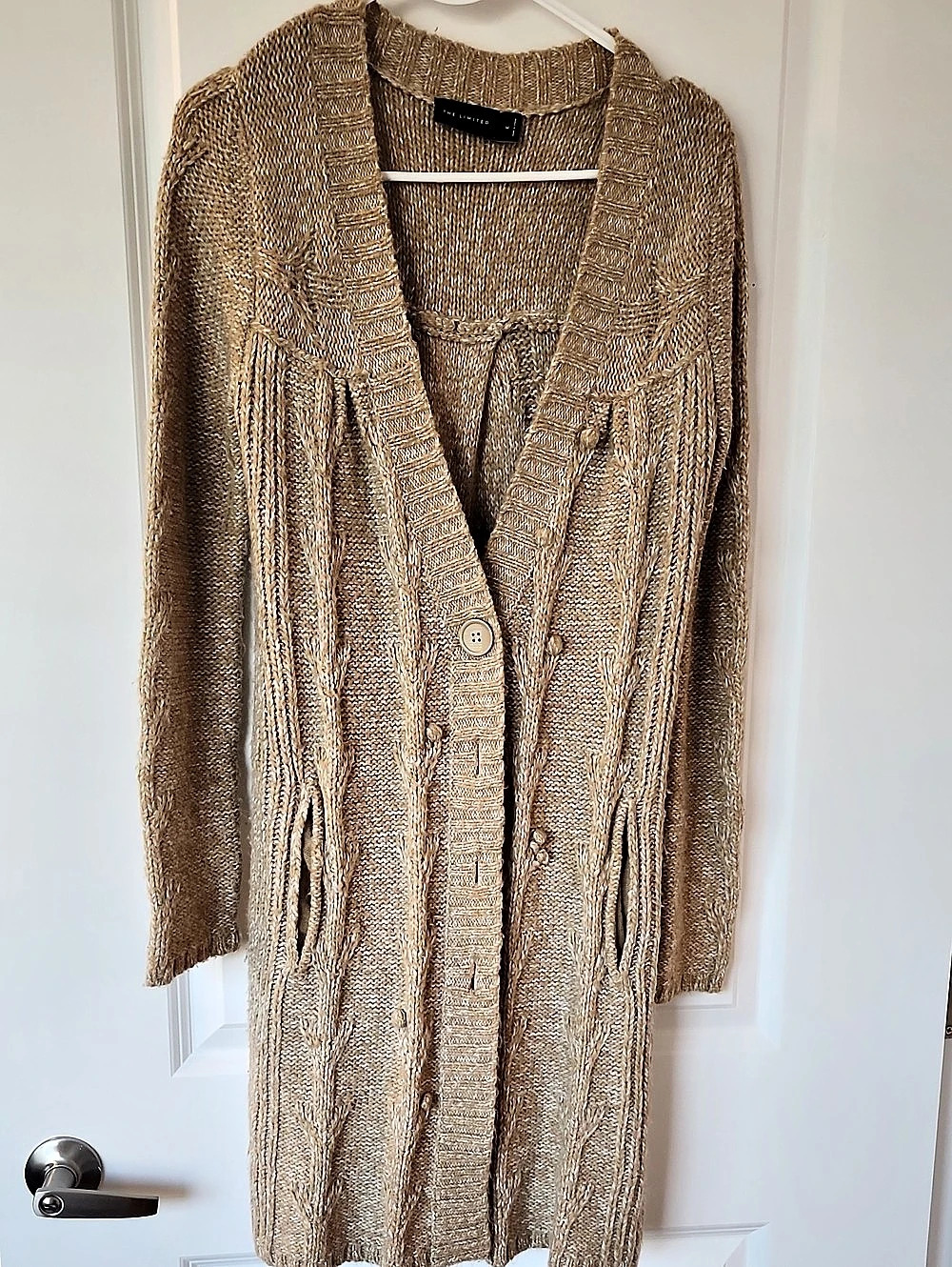 The Limited Textured Knit Long Cardigan in Brown Size Medium
